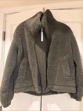 lululemon athletica Olive Green Sherpa Zip Jacket